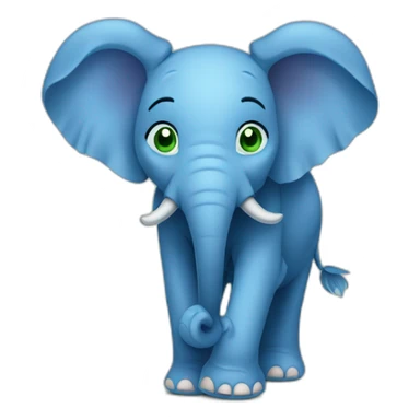 blue elephant with big ears and a long trunk and big green eyes sticker