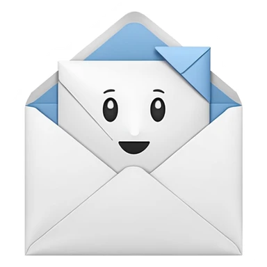 a paper with a drawing in an envelope sticker