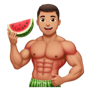 muscular watermelon lip bite cute man sticker
