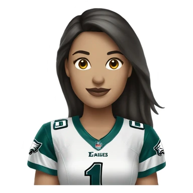  White female brunette wearing Philadelphia Eagles jersey sticker