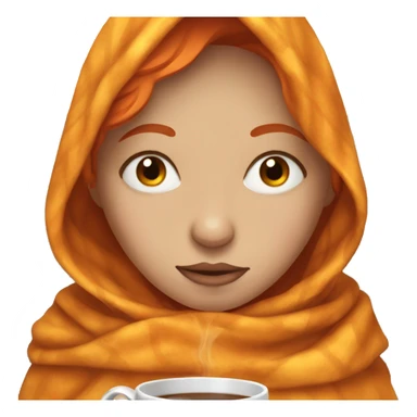 girl with orange hair inside a blanket sipping coffee eyes closed  sticker