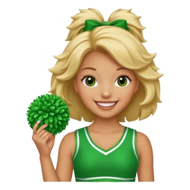 football cheerleader, holding a cheering pom, green  sticker