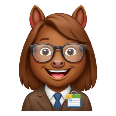 Laughing horse who is a smart bank clerk but laughing sticker