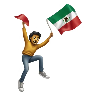 Someone holding a Mexican flag jumping over a wall sticker