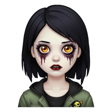 girl zombie with black hair emo sticker
