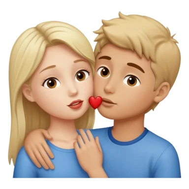 girl kissing to boys sticker