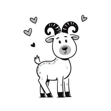 doodle style gnu with hearts, expressing love sticker