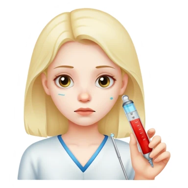 Sick girl with thermometer  sticker