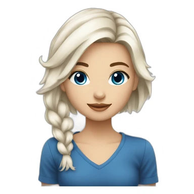 Fille blanche cheveux marron yeux bleu sticker
