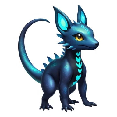 Colorful Iridescent Exotic Nebulae Salandit-Amaura-Umbreon-Fakémon-hybrid-creature (full body)  sticker