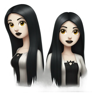 Gothic girl with white skin and long black hair  sticker