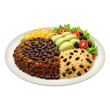 Food plate with rice, bean, minced meat and salad sticker