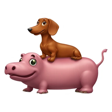 Red dachshund riding hippo sticker
