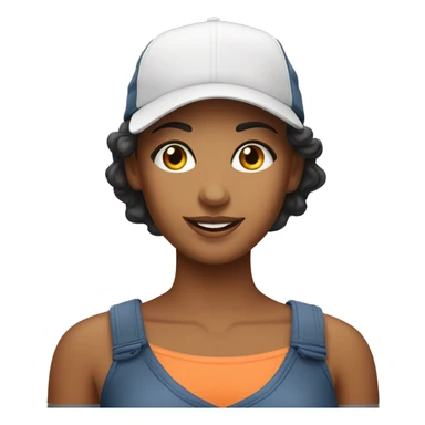 A pretty woman wearing a ball cap that says 'brighten' sticker