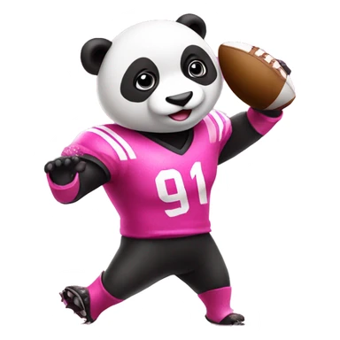 Pink panda playing pink glitter football  sticker