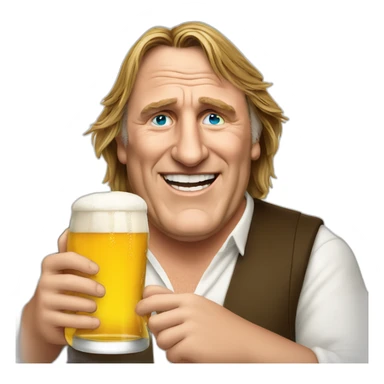 Depardieu une bière à la main sticker