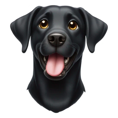 Black lab with a silly face sticker
