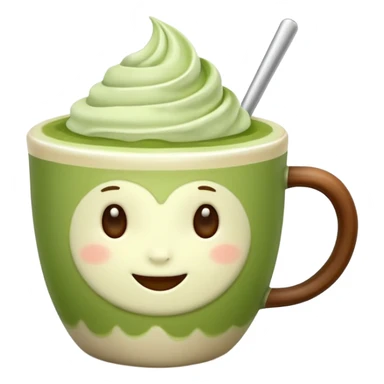 matcha latte in a cup without a spoon and without a face sticker