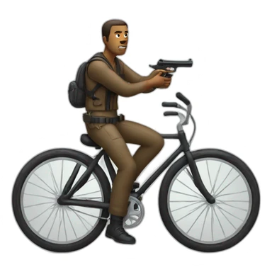 man with a gun on a bicycle sticker
