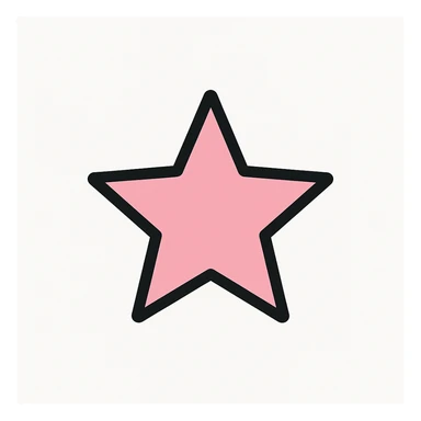 minimal star icon in pink and black colors on white background, no text sticker