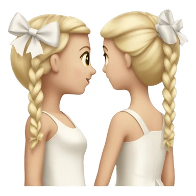 Two white girls wearing bows back view beige sticker