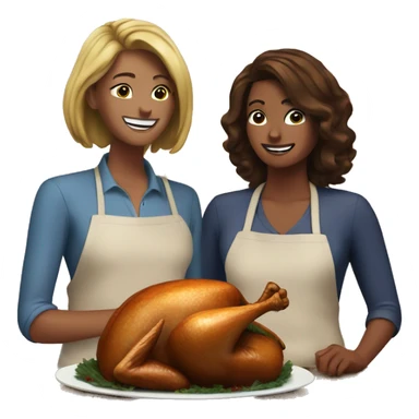 Bonnie and Sarah roasting a turkey  sticker