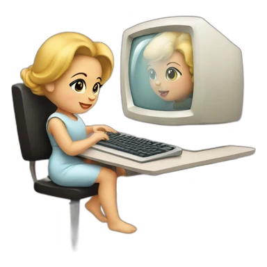 70's housewife baby hacker at the computer sticker