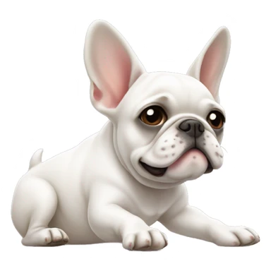 White French Bulldog doing downward dog in a playful manner  sticker