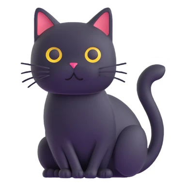 black cat with white bottom sticker
