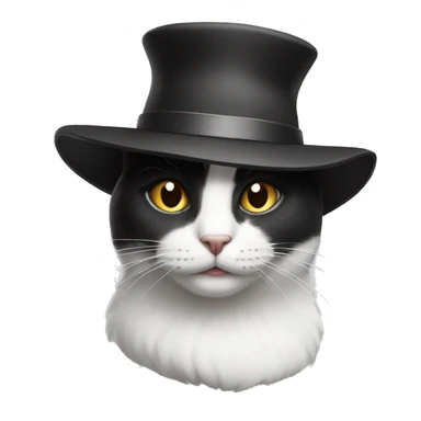 Black and white cat with a hat sticker