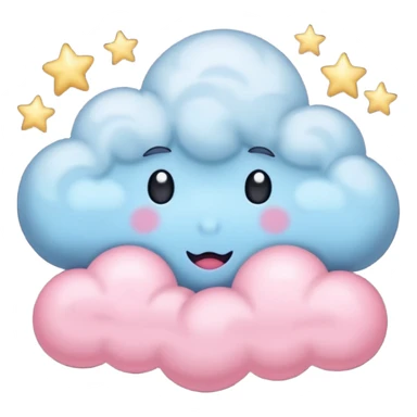 Black cloud with few shiny stars with pink cheeks sticker