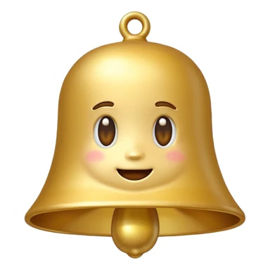 golden bell emoji,
cute emoji style, mobile game emoji,
soft 3D look, smooth gradients,
white outline sticker style,
no background sticker
