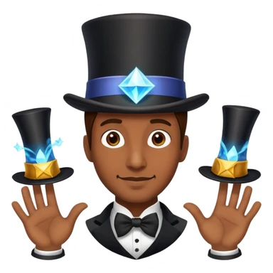 one brown skinned man with three magic top hats sticker