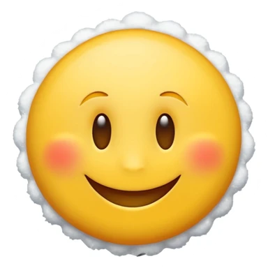 A yellow circular emoji made by Apple that looks full and is smiling with white stuff coming from the sides of mouth sticker