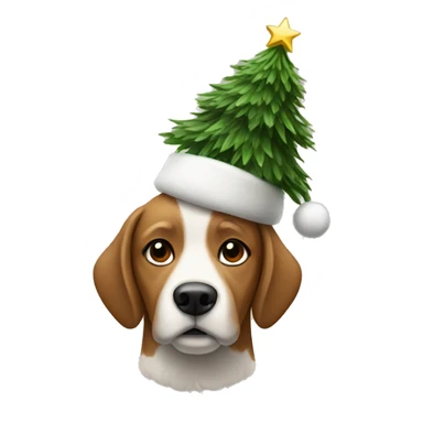 Dog with a Christmas tree hat sticker