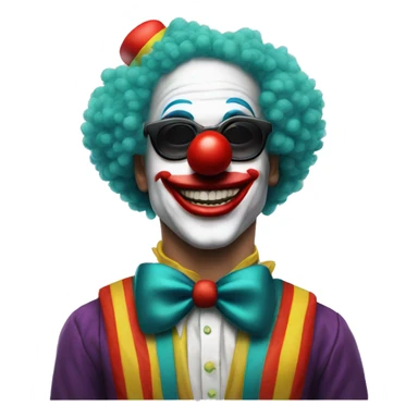 clown, clown makeup, black sunglasses, clown costume,  sticker