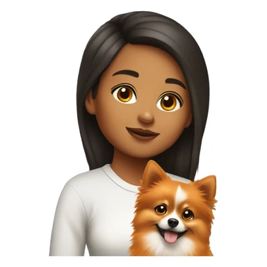 Young Latina girl with orange Pomeranian sticker