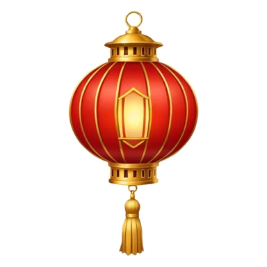 A red lantern with gold tassels glowing softly. sticker