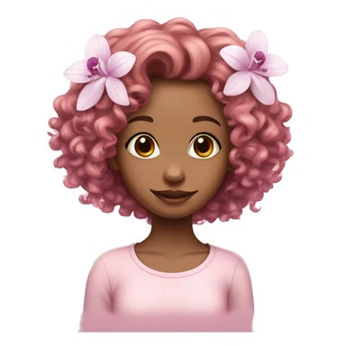 Orchid flower pastel pink and cute curly girl  sticker