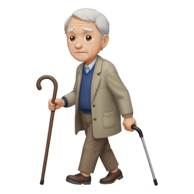 IDOSO COM BENGALA ANDANDO TRISTE sticker