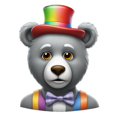 realistic-grey-bear-with-a-clown-makeup  sticker