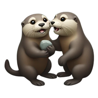 Otters holding a rock sticker