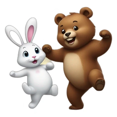 Bear and bunny dancing sticker