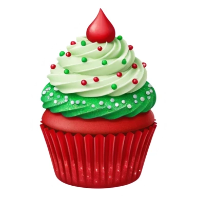 glitter red and green cupcake sticker