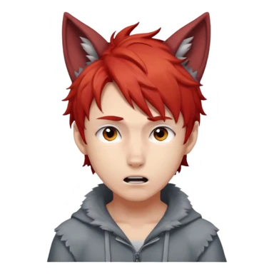 Wolf Anime Boy scared red hair sticker