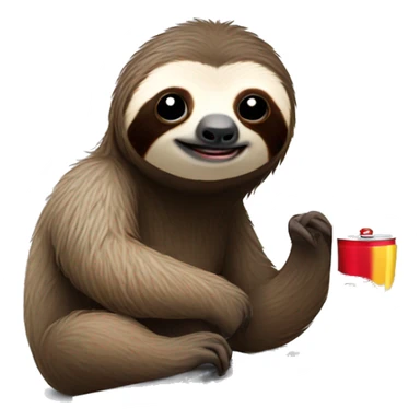 sloth with RedBull can and laptop sticker