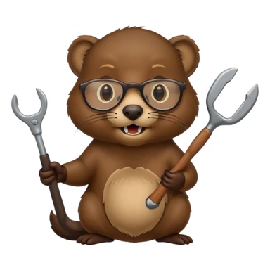 spectacled beaver with tools sticker