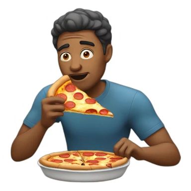 man eating pizza sticker