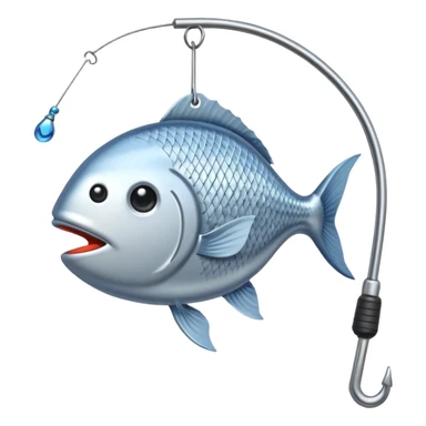 fish on a fishing rod hook sticker
