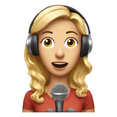 surprised female radio presenter talking in microphone sticker